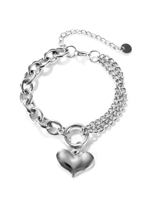 1149 Bracelet [steel color] Titanium Steel Heart Hip Hop Strand Bracelet